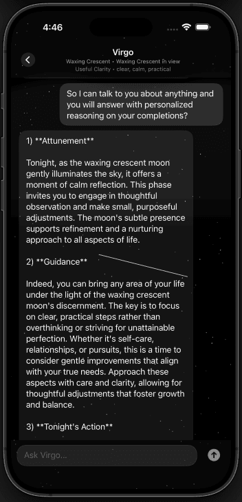 Follow-up interaction showing a more personalized guidance exchange.