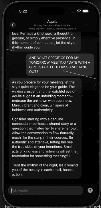 Aquila witness response showing the broader persona system inside Astrea.